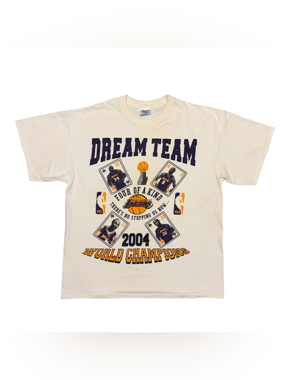 Vintage 2004 Los Angeles Lakers NBA Four Of A Kind Dream Team T-Shirt White XL